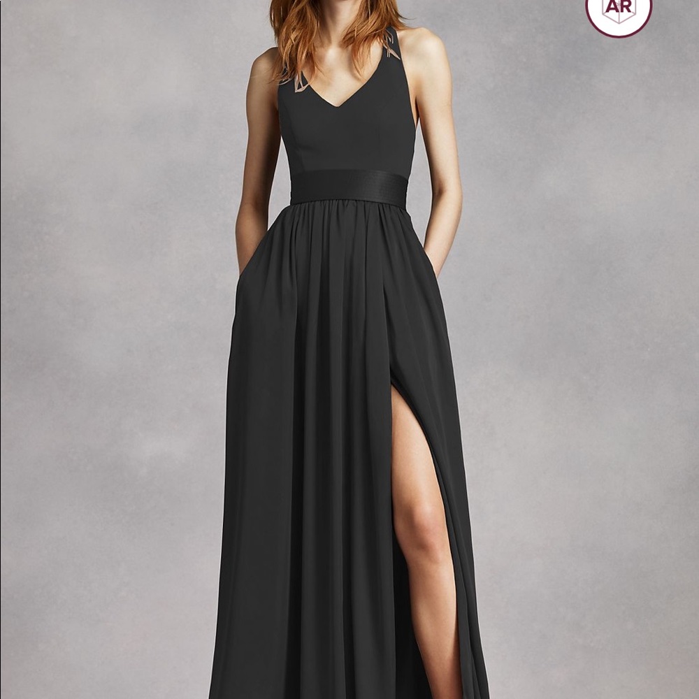 White by Vera Wang black halter gown